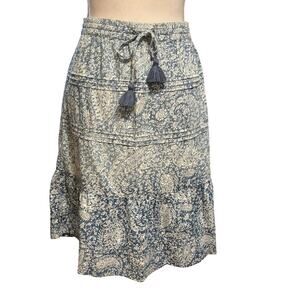 J Jill Size SP PS Small Petite Boho Paisley Floral Skirt Pull On Ombré Blue